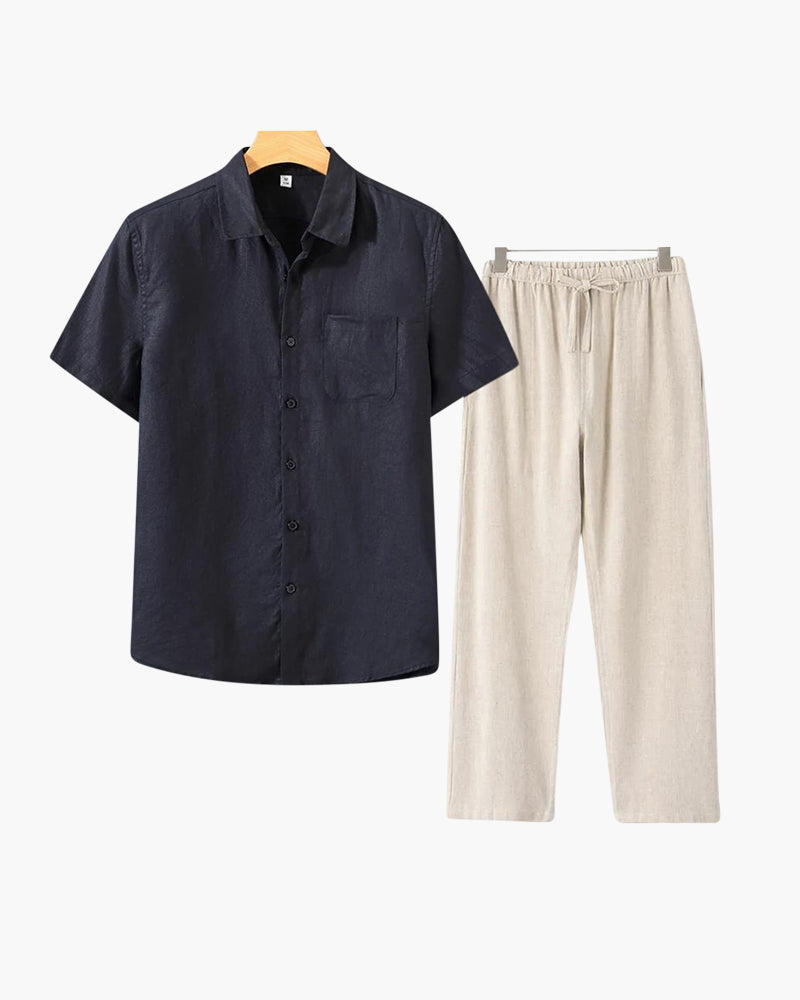 Old Money Linen Two-Piece Set (Short Sleeve)