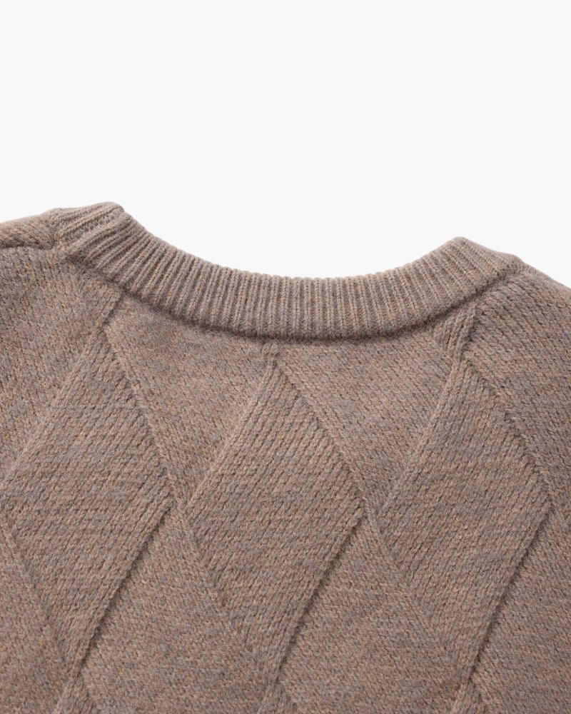 Cozy Diamond-Knit Crewneck Sweater