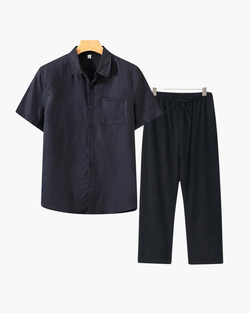 Old Money Linen Two-Piece Set (Short Sleeve)