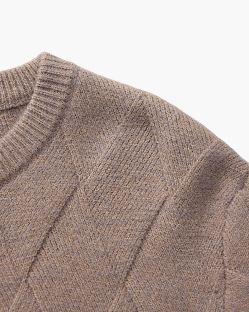 Cozy Diamond-Knit Crewneck Sweater