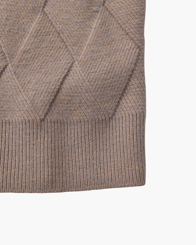 Cozy Diamond-Knit Crewneck Sweater