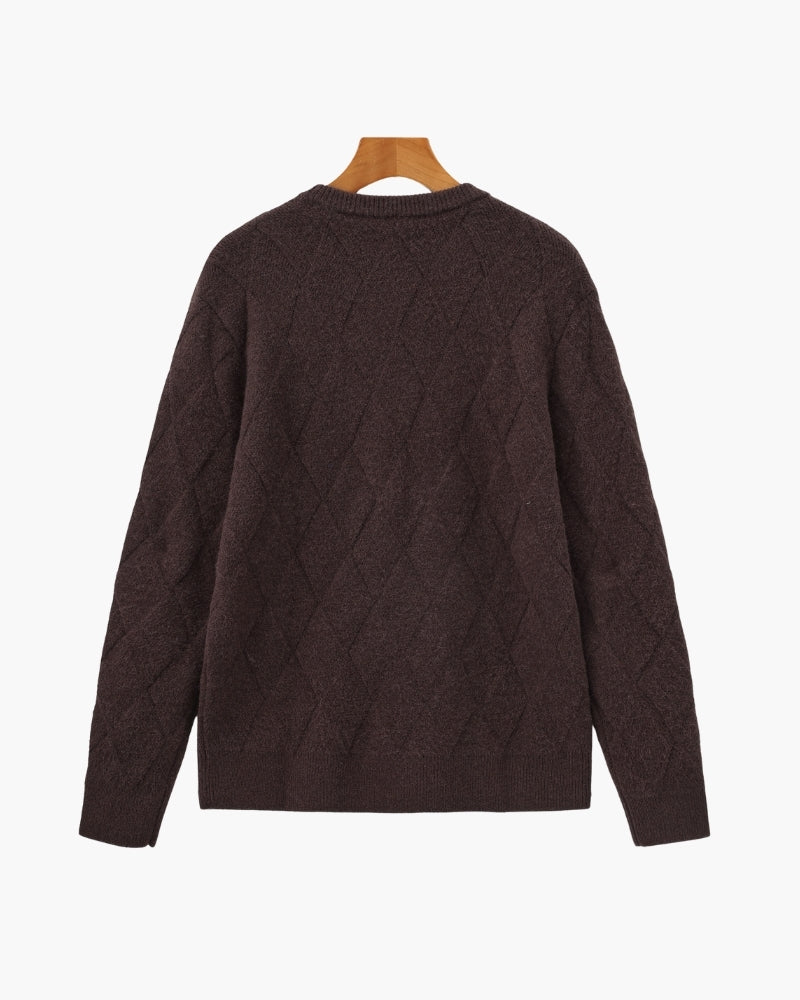 Cozy Diamond-Knit Crewneck Sweater