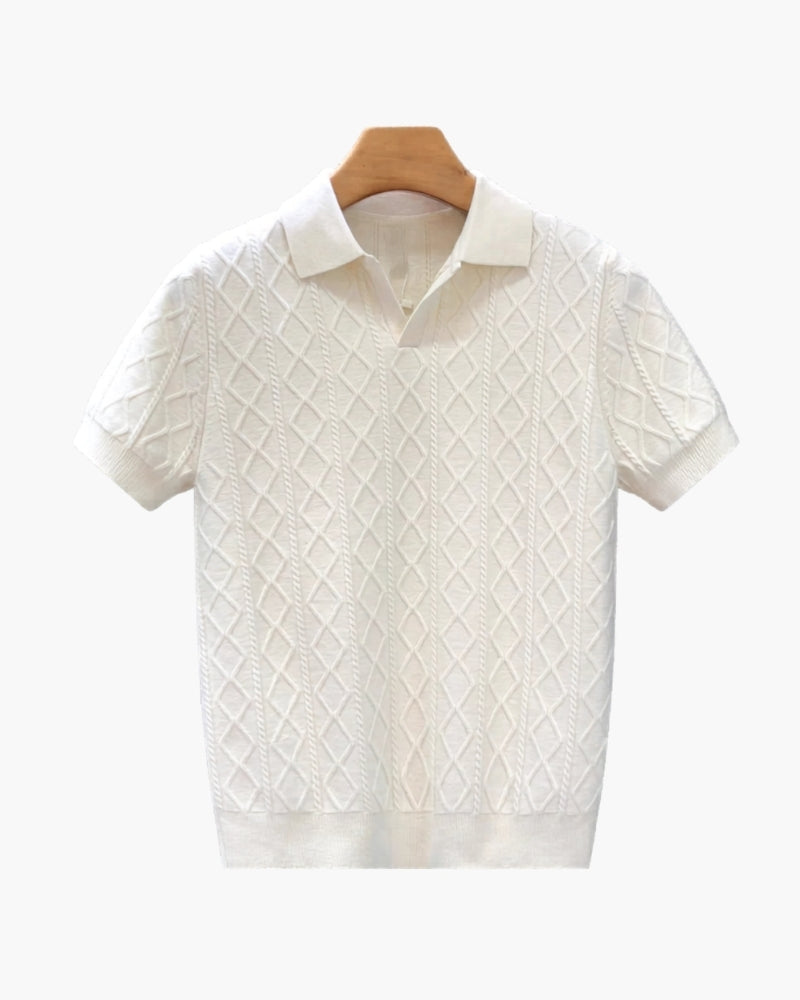 Premium Signature Textured Knit Polo Shirt