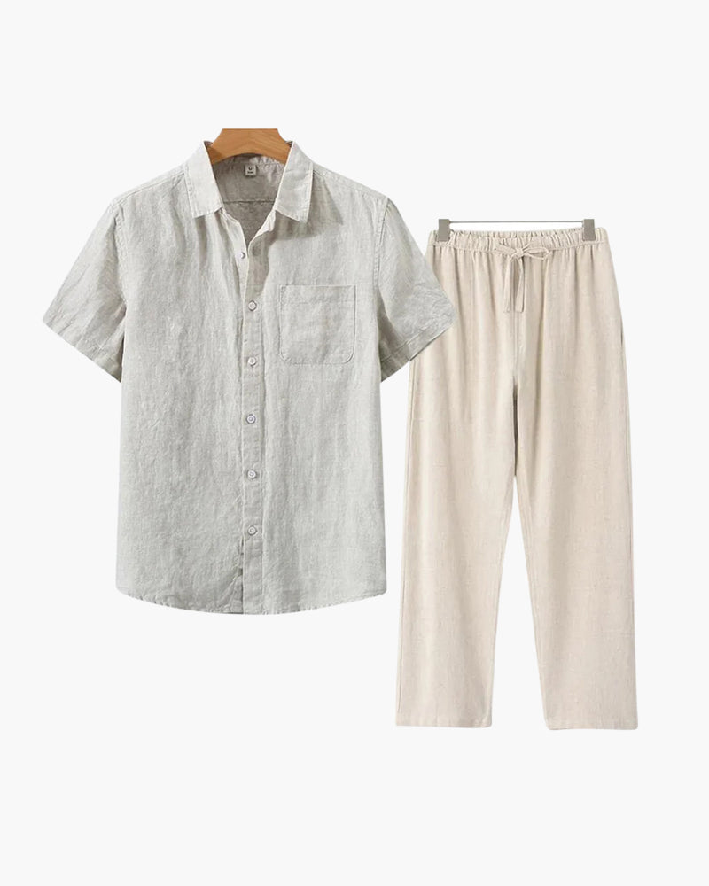 Old Money Linen Two-Piece Set (Short Sleeve)