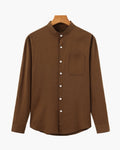 Men’s Mandarin Collar Shirt in Textured Cotton — Relaxed Fit