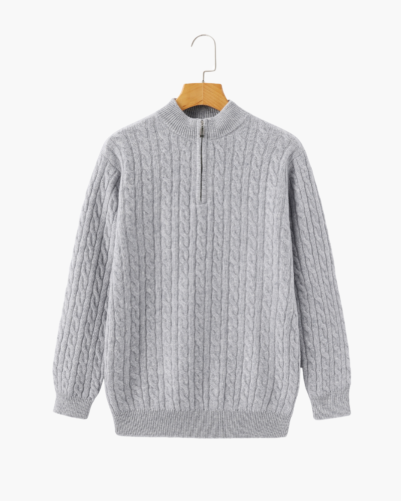 Luxurious 100% Cashmere Woven Half-Zip Pullover