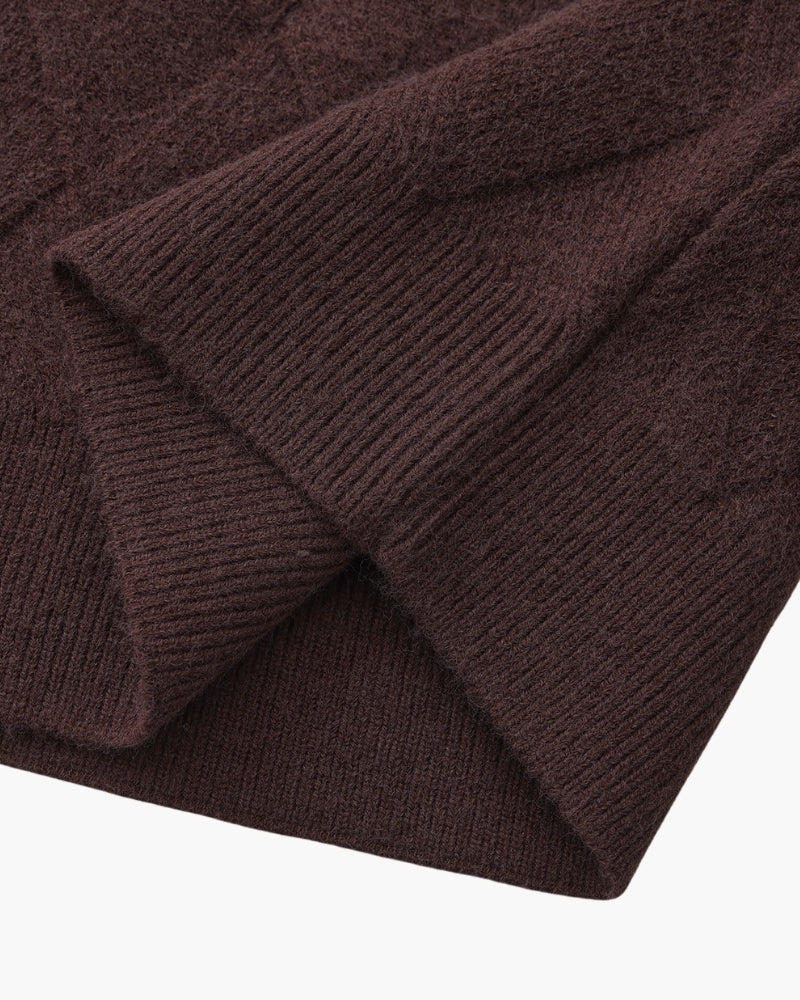 Cozy Diamond-Knit Crewneck Sweater
