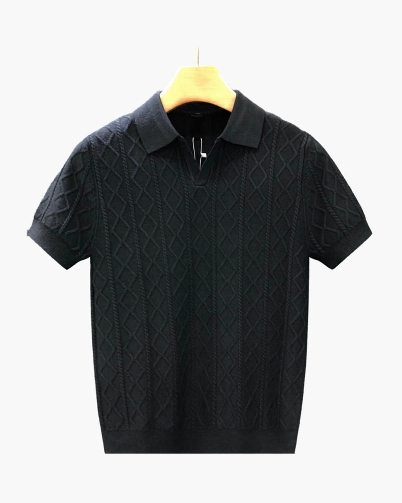 Premium Signature Textured Knit Polo Shirt