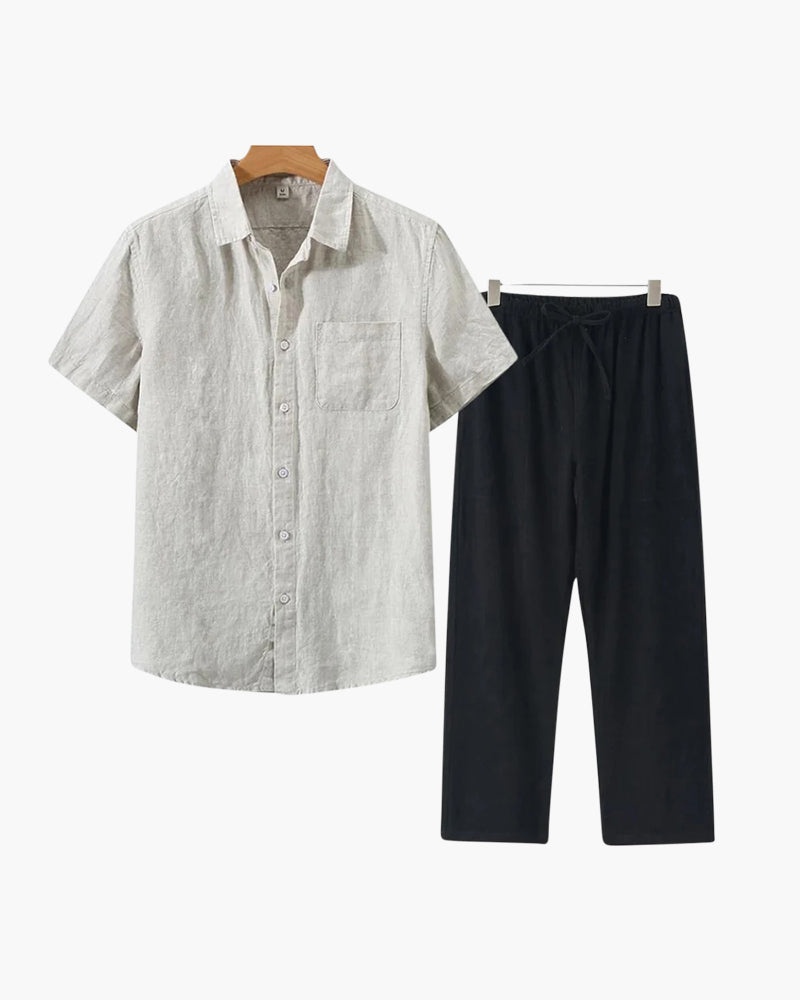 Old Money Linen Two-Piece Set (Short Sleeve)