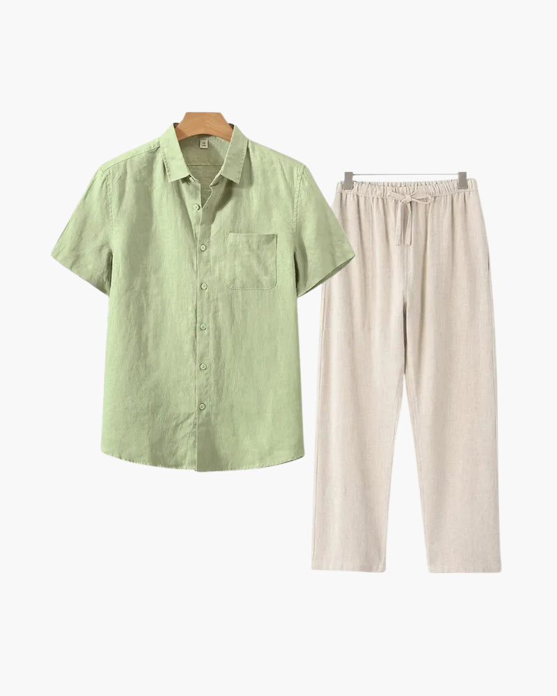 Old Money Linen Two-Piece Set (Short Sleeve)