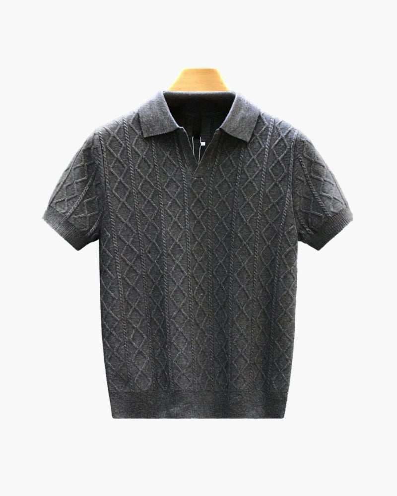 Premium Signature Textured Knit Polo Shirt