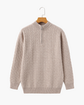 Luxurious 100% Cashmere Woven Half-Zip Pullover