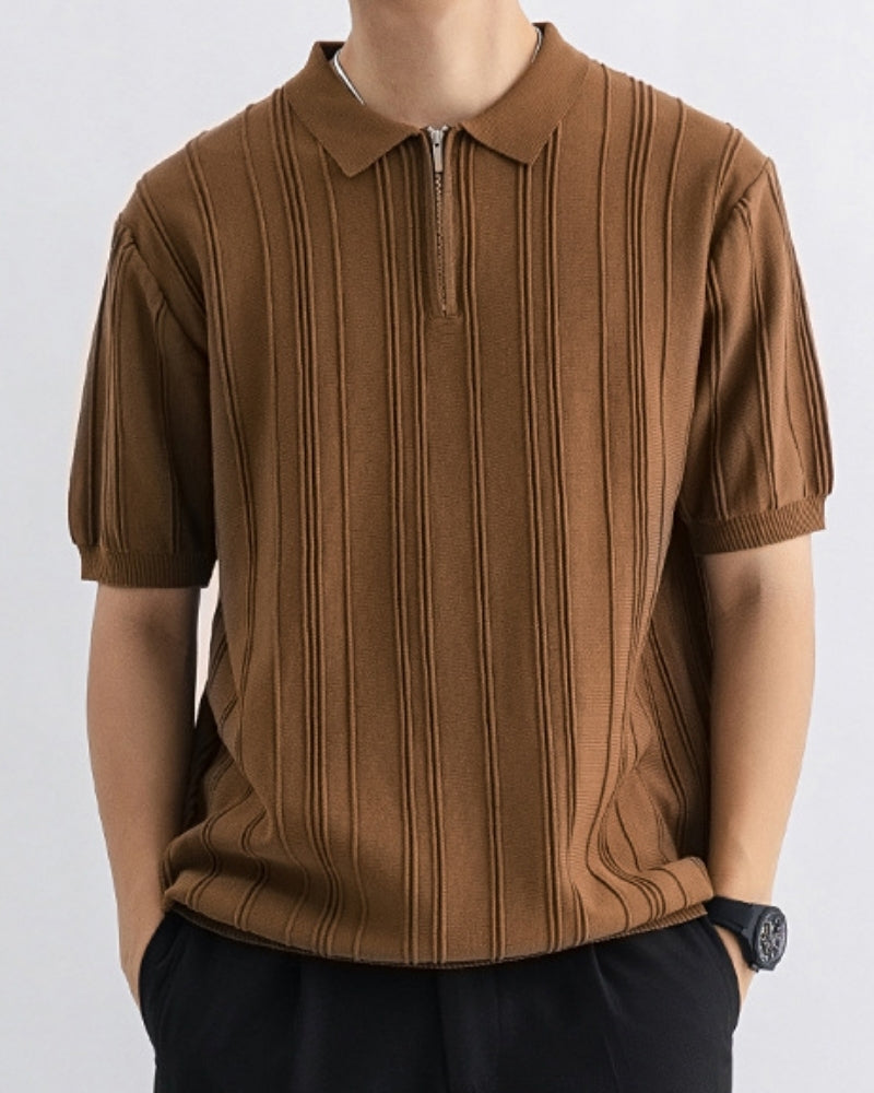 Signature Zip-Up Polo Shirt – Sleek Comfort, Timeless Style