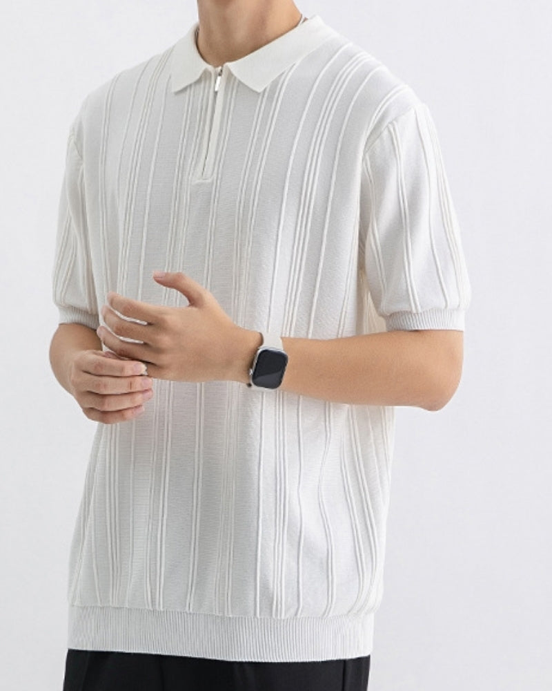 Signature Zip-Up Polo Shirt – Sleek Comfort, Timeless Style