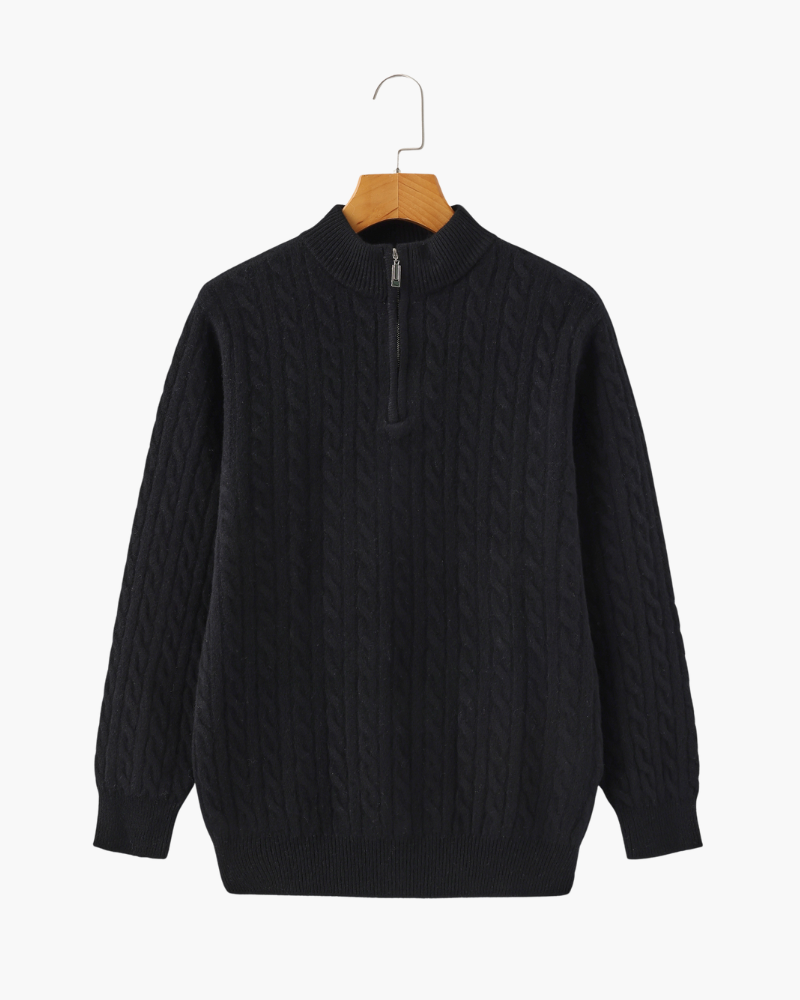 Luxurious 100% Cashmere Woven Half-Zip Pullover
