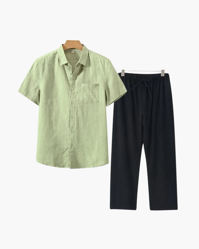 Old Money Linen Two-Piece Set (Short Sleeve)