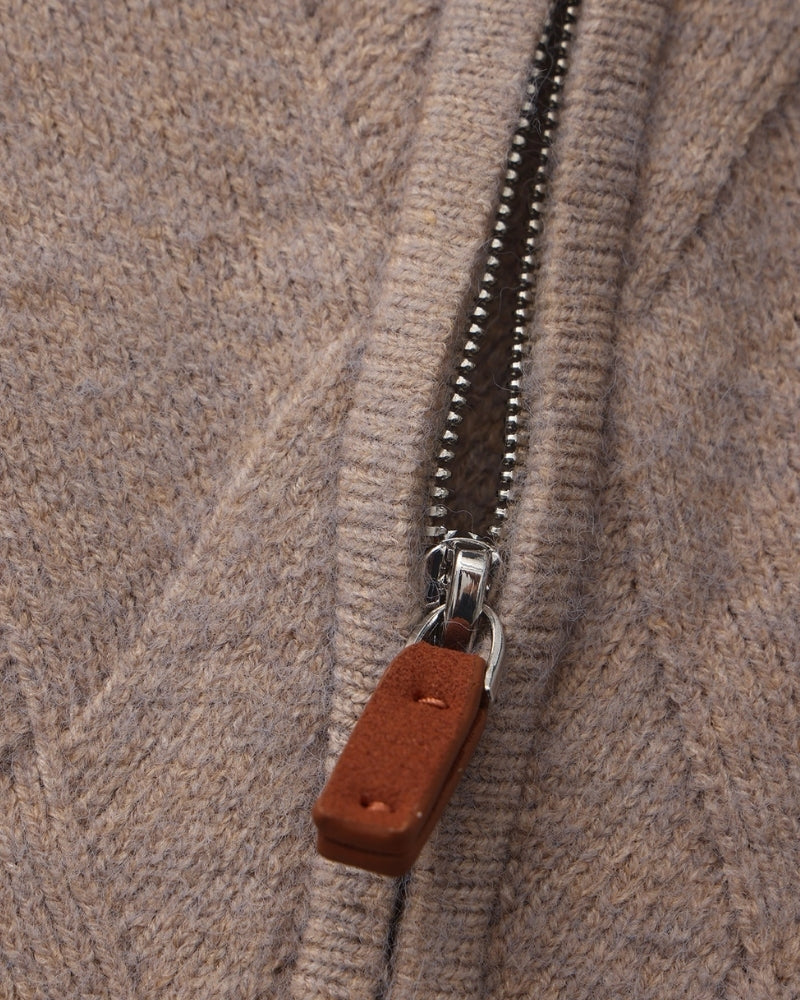 Heritage Diamond Knit Zip-Front Cardigan