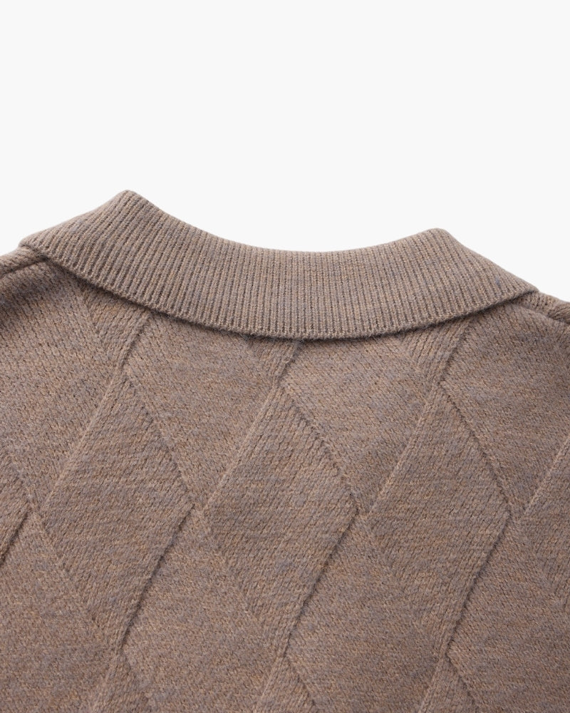 Heritage Diamond Knit Zip-Front Cardigan
