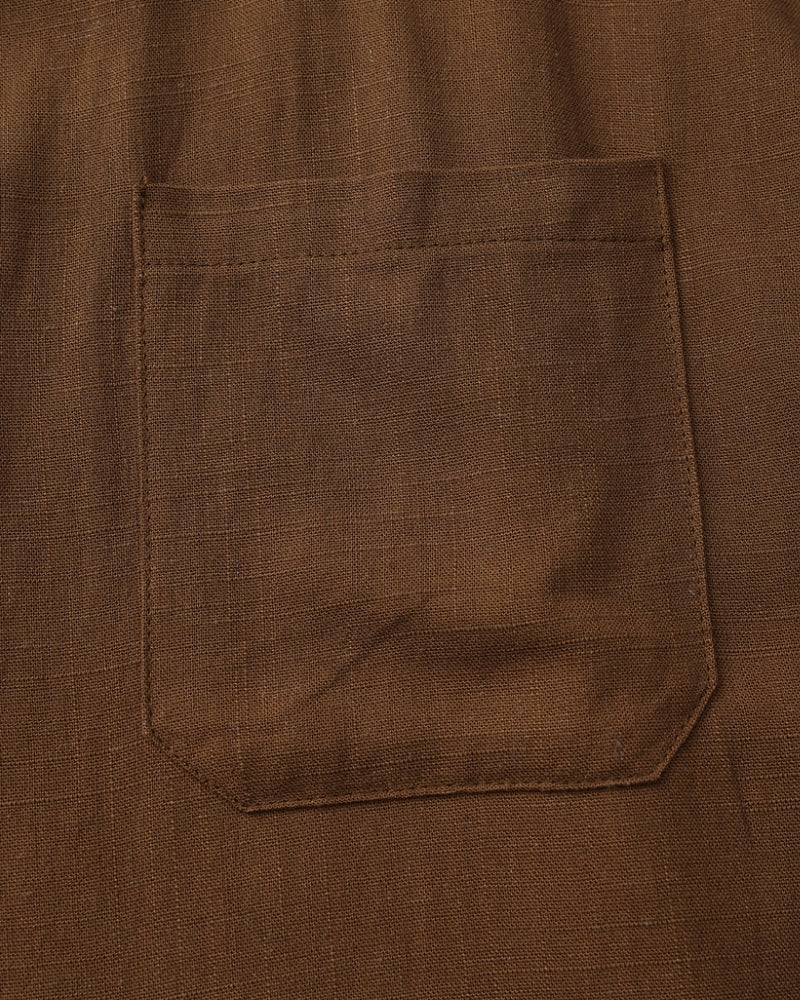 Men’s Mandarin Collar Shirt in Textured Cotton — Relaxed Fit