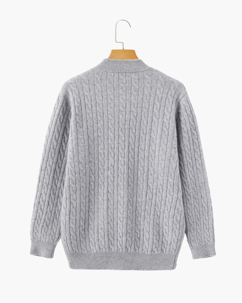 Luxurious 100% Cashmere Woven Half-Zip Pullover