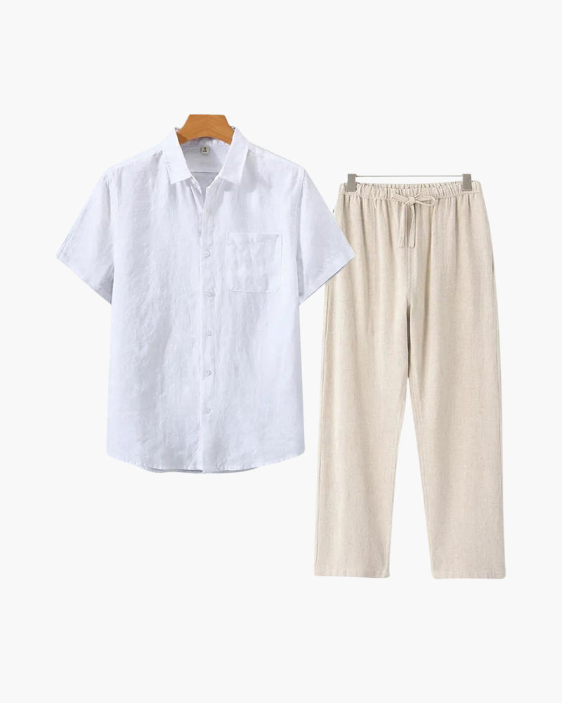 Old Money Linen Two-Piece Set (Short Sleeve)