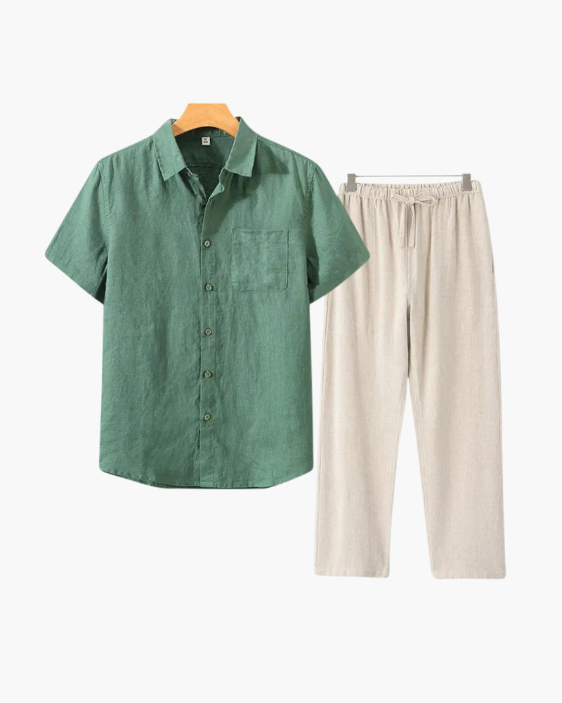 Old Money Linen Two-Piece Set (Short Sleeve)