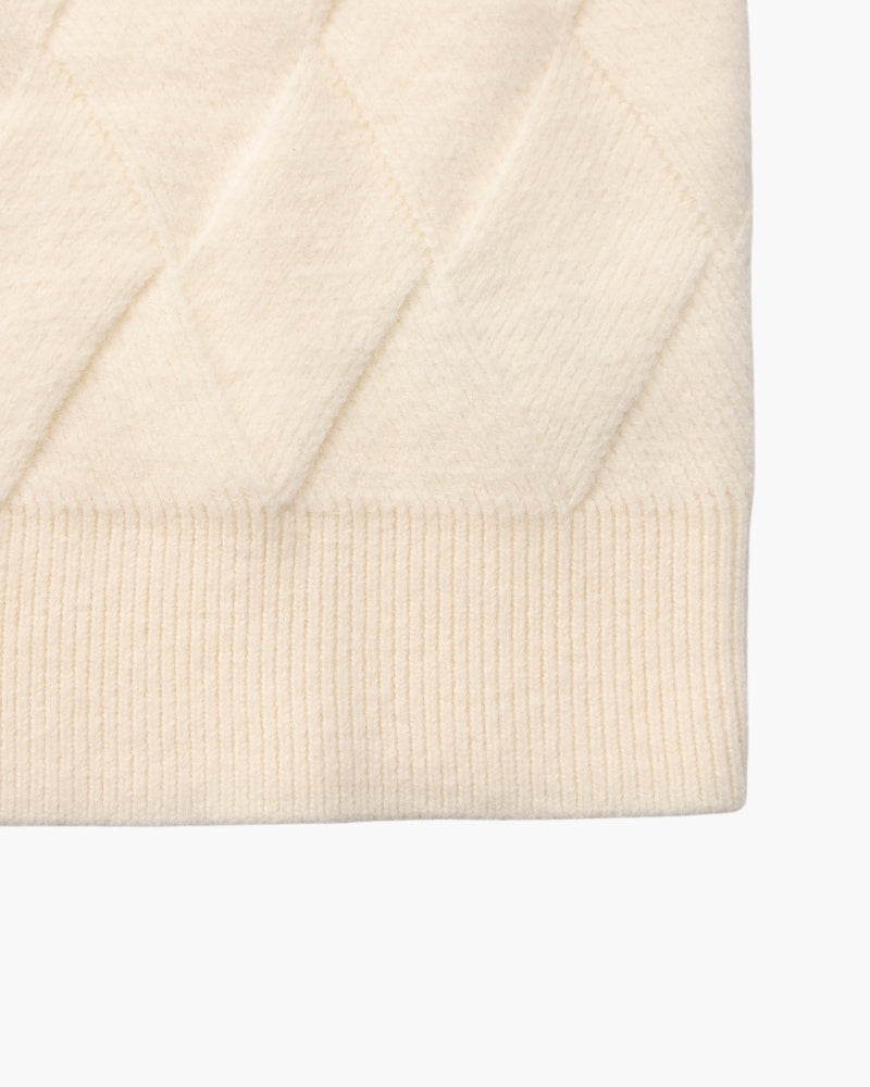 Cozy Diamond-Knit Crewneck Sweater