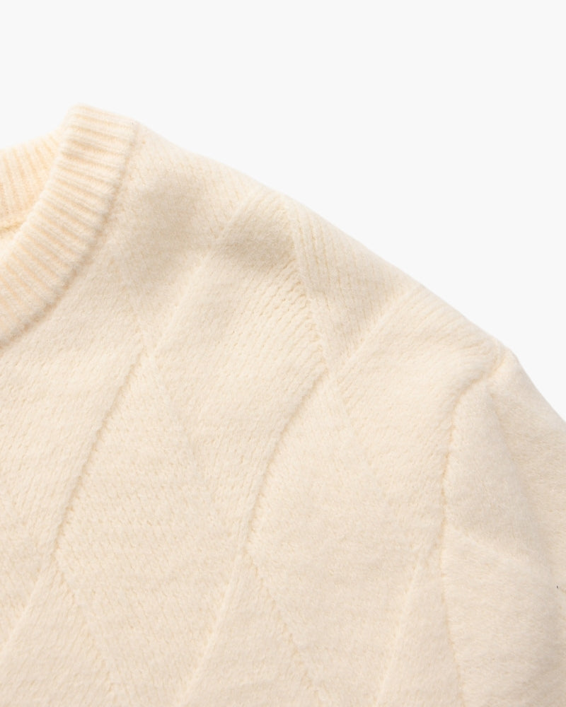 Cozy Diamond-Knit Crewneck Sweater