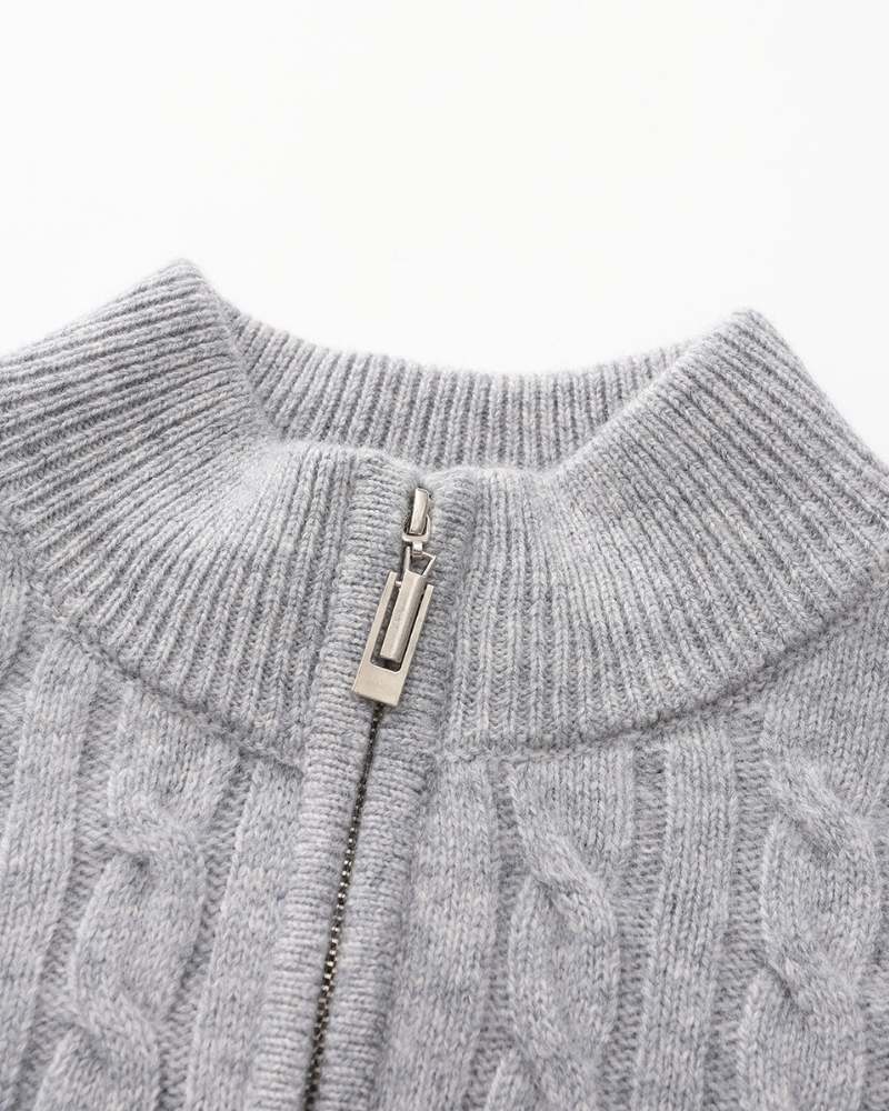 Luxurious 100% Cashmere Woven Half-Zip Pullover