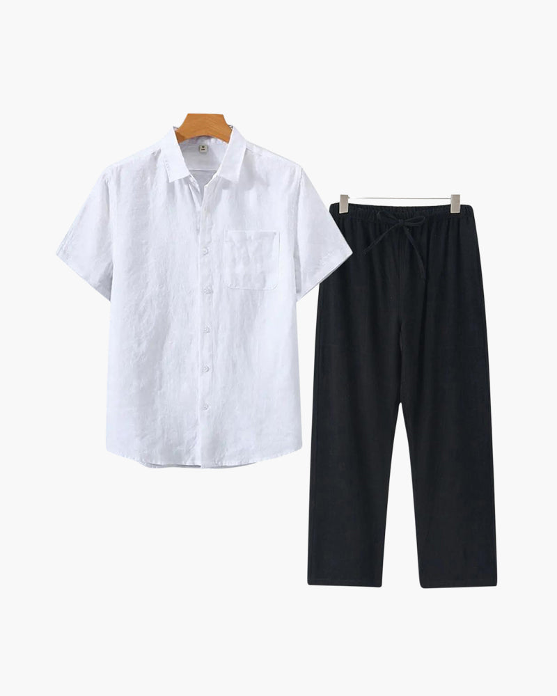 Old Money Linen Two-Piece Set (Short Sleeve)