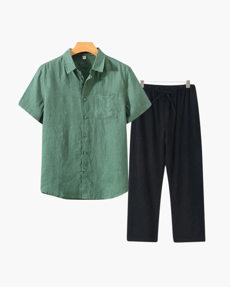 Old Money Linen Two-Piece Set (Short Sleeve)