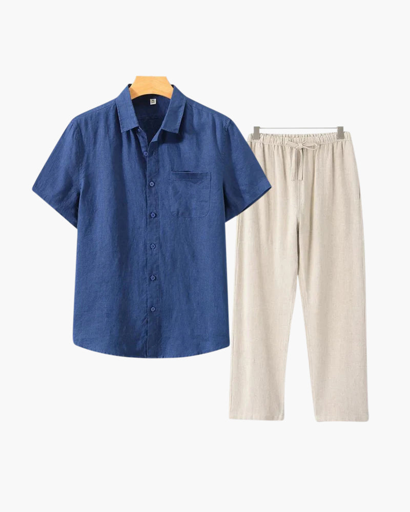 Old Money Linen Two-Piece Set (Short Sleeve)