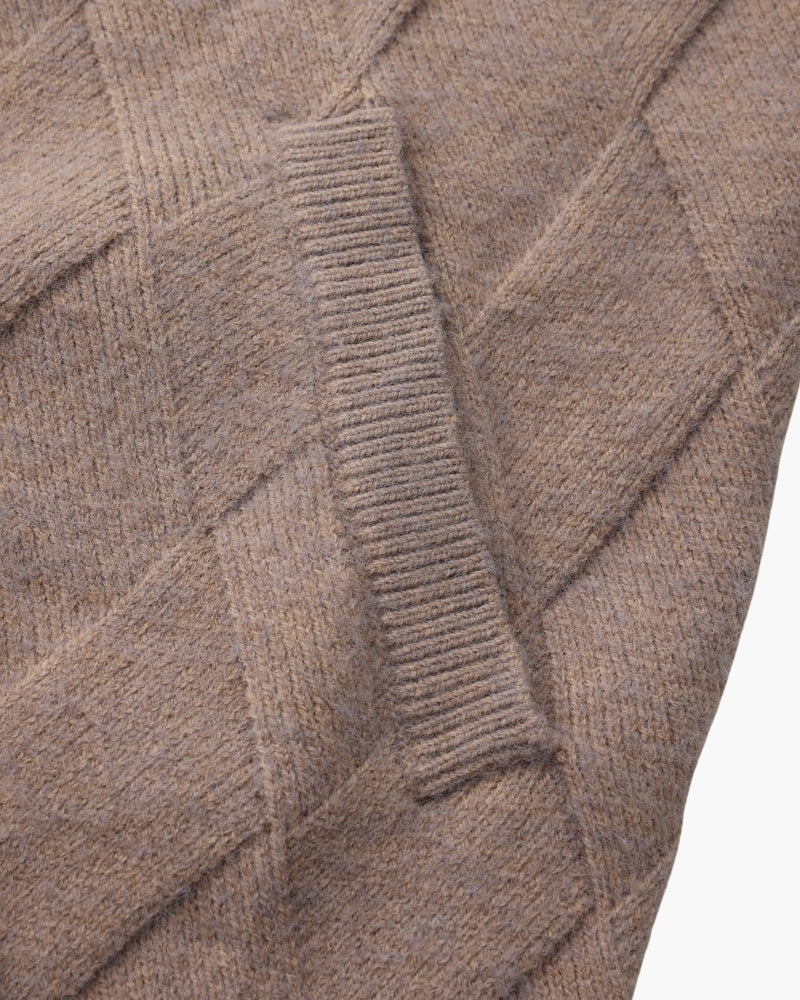Heritage Diamond Knit Zip-Front Cardigan