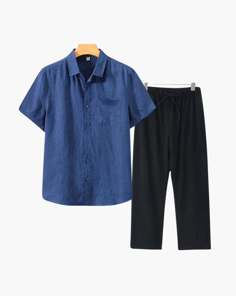 Old Money Linen Two-Piece Set (Short Sleeve)