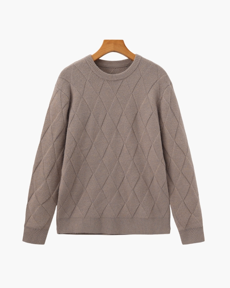 Cozy Diamond-Knit Crewneck Sweater