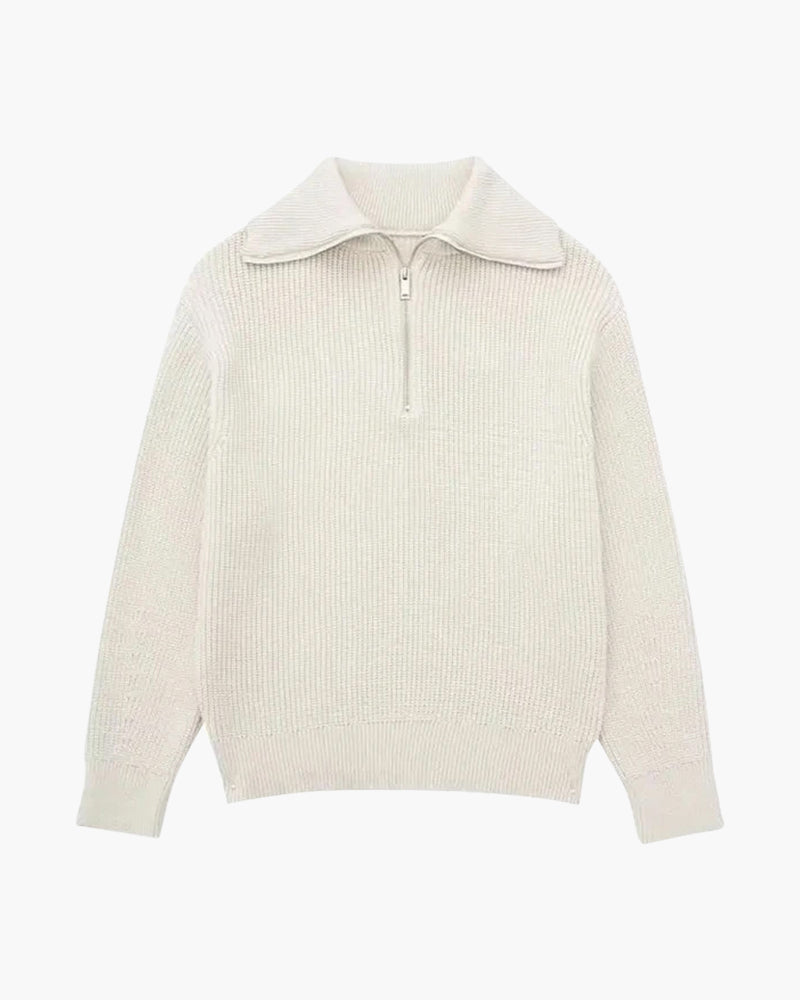 Cozy Striped Zip-Up Sweater
