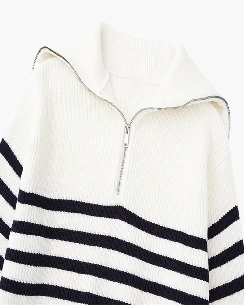 Cozy Striped Zip-Up Sweater