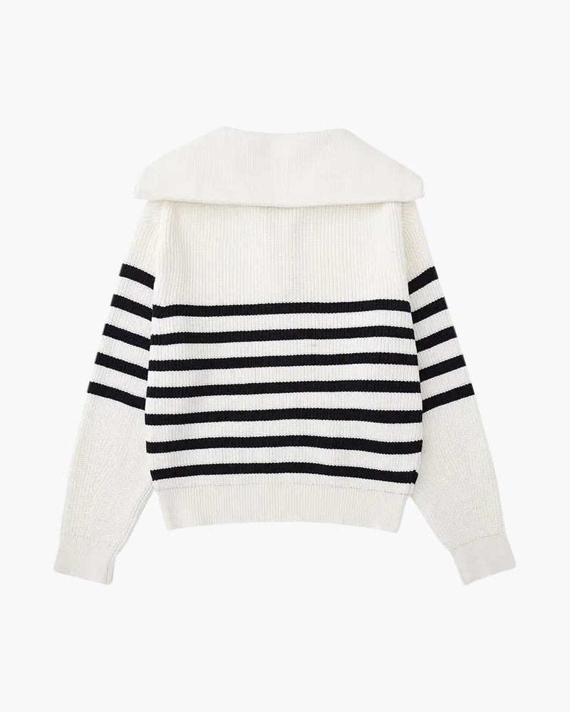 Cozy Striped Zip-Up Sweater
