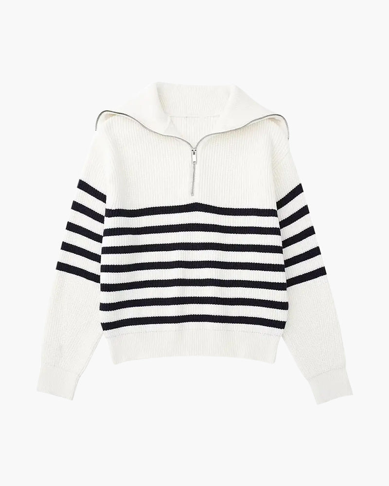Cozy Striped Zip-Up Sweater