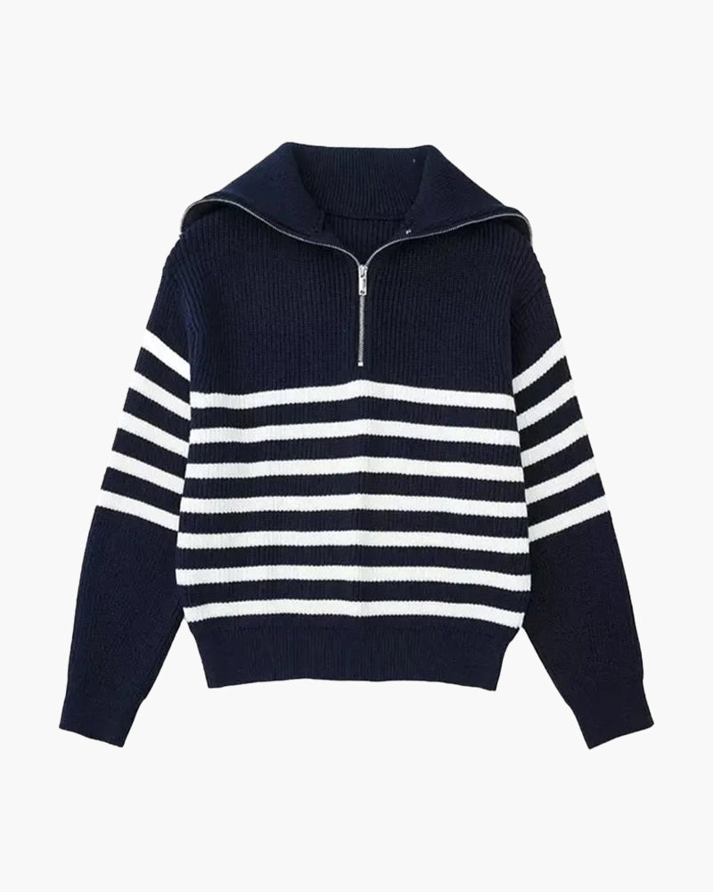 Cozy Striped Zip-Up Sweater
