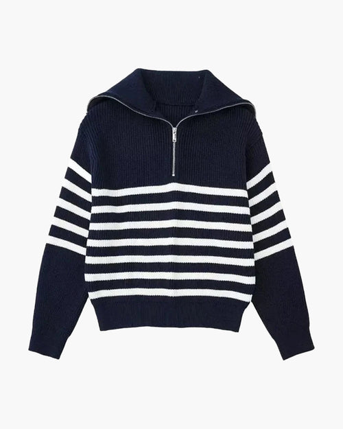 Cozy Striped Zip-Up Sweater