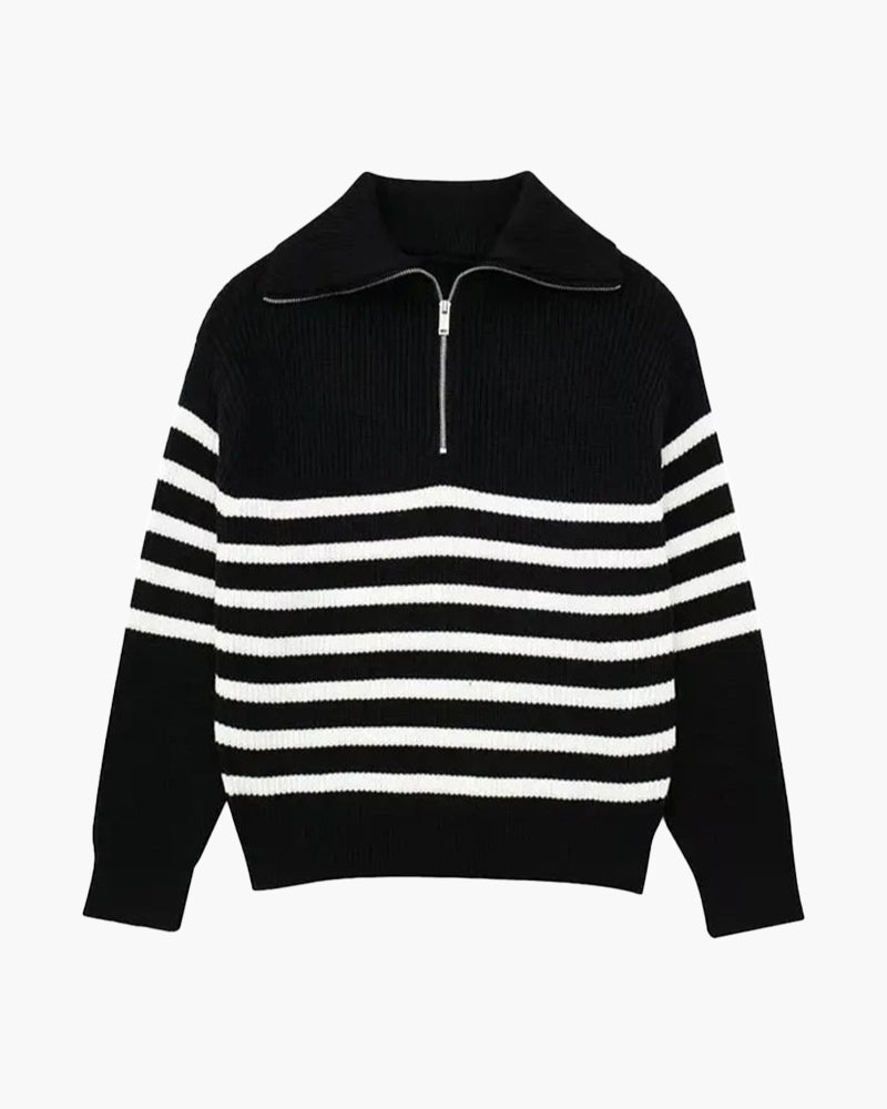 Cozy Striped Zip-Up Sweater