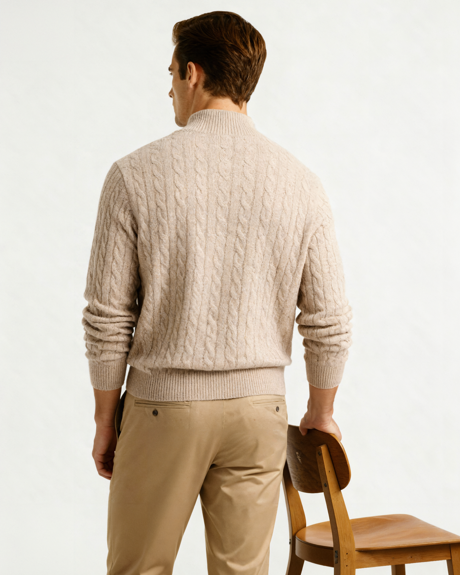 Luxurious 100% Cashmere Woven Half-Zip Pullover