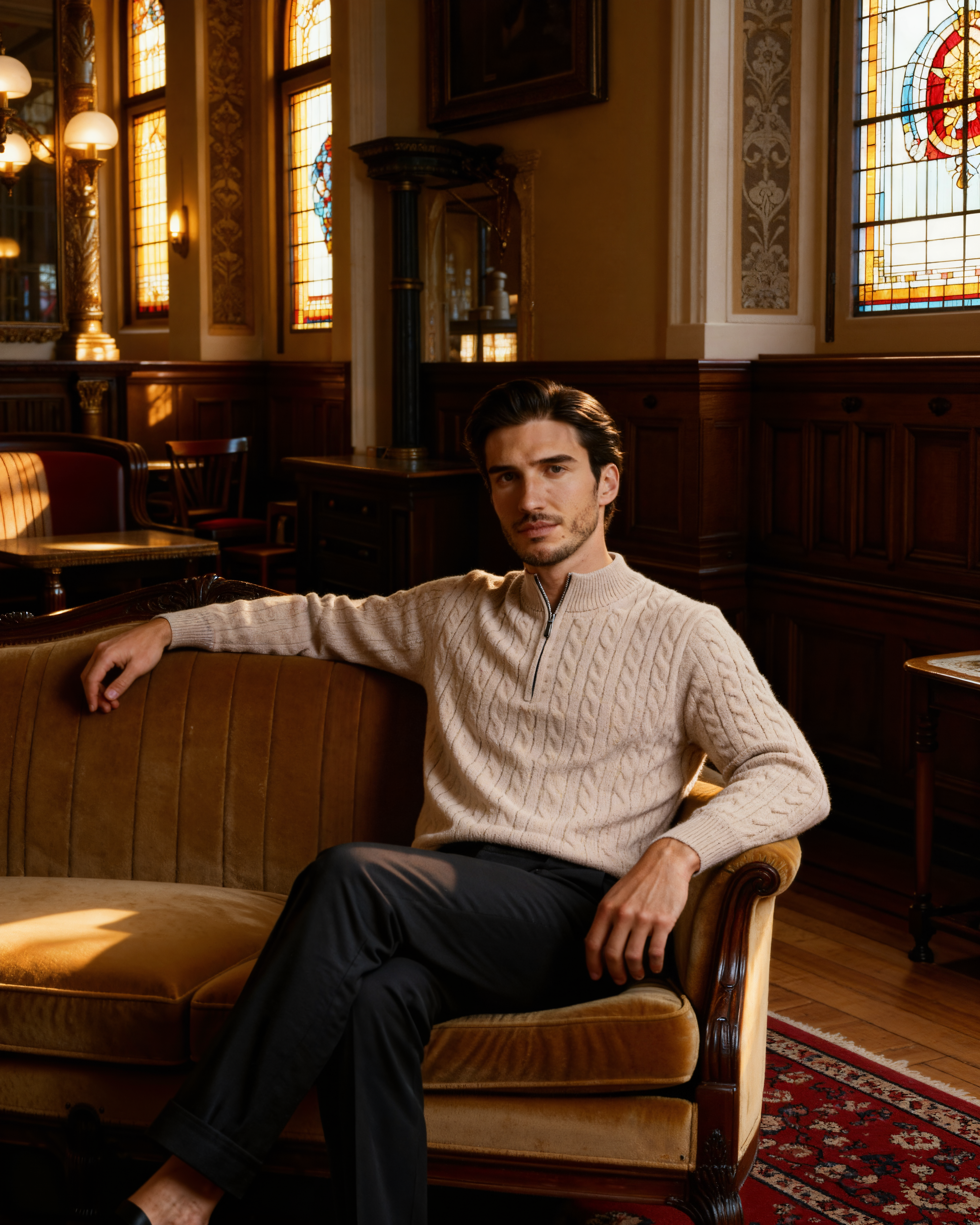 Luxurious 100% Cashmere Woven Half-Zip Pullover