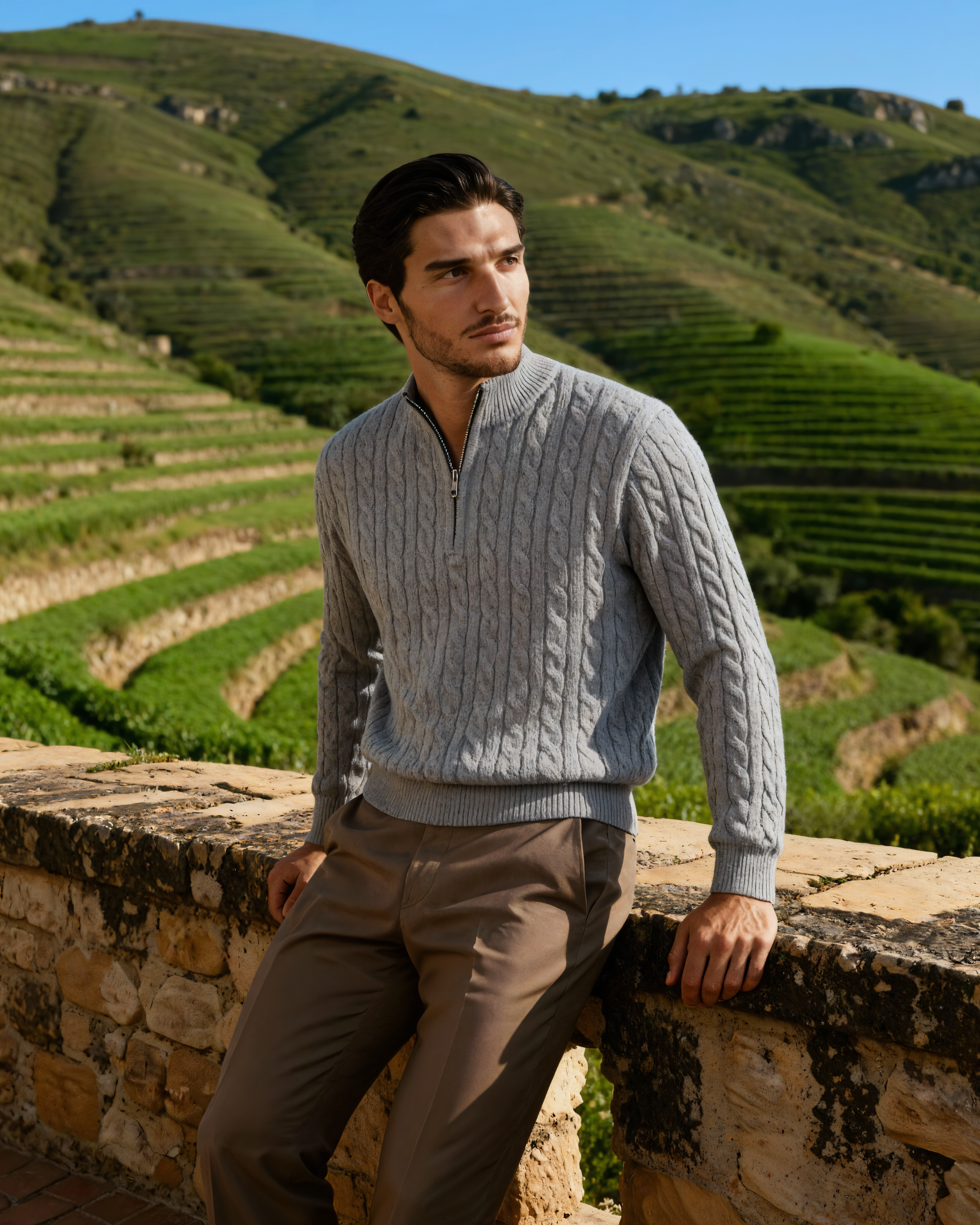 Luxurious 100% Cashmere Woven Half-Zip Pullover