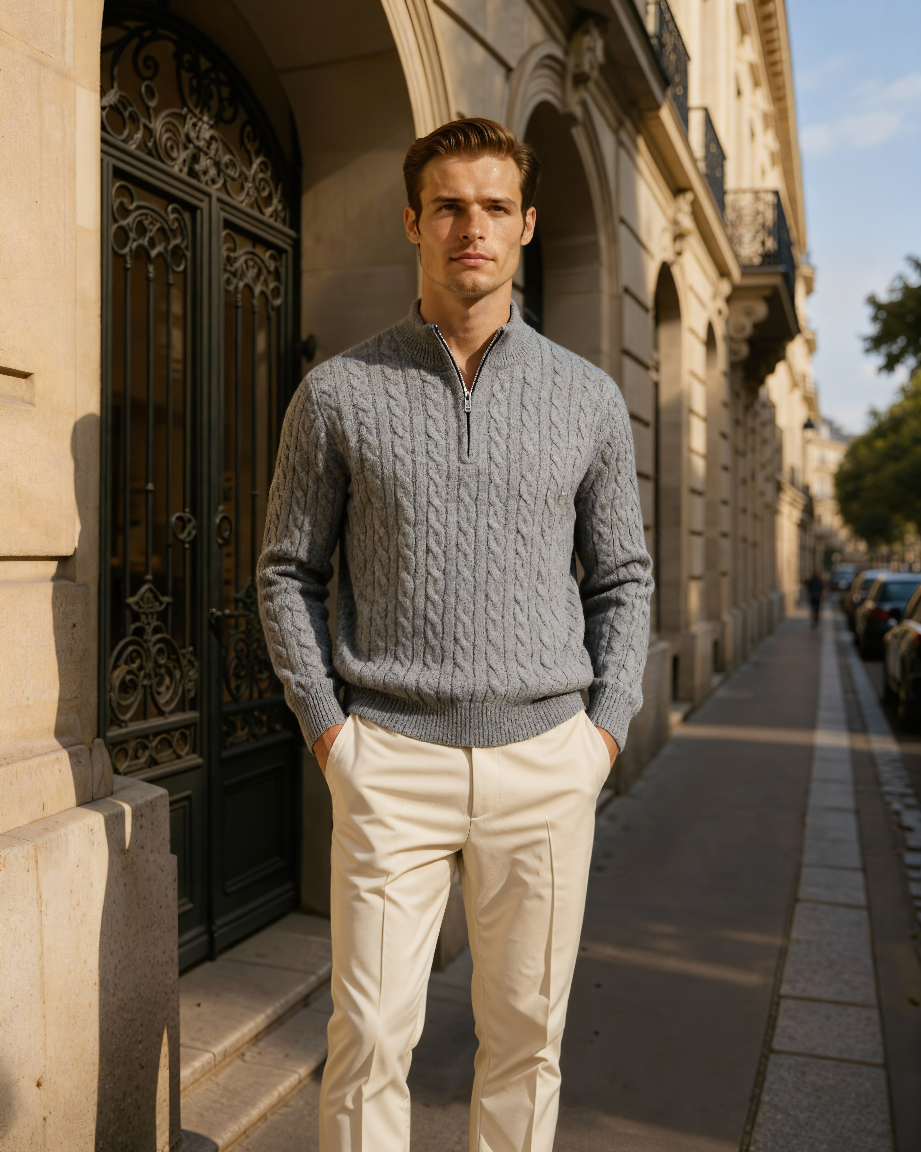 Luxurious 100% Cashmere Woven Half-Zip Pullover
